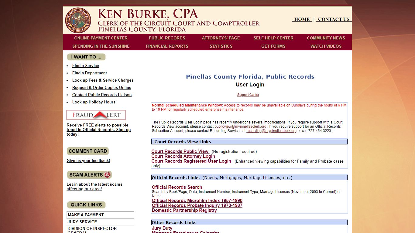 Pinellas County Records Main Menu - public.co.pinellas.fl.us